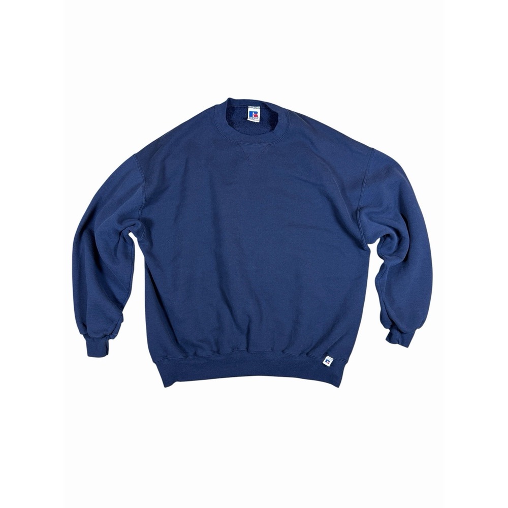 Vintage Russell Athletic Sweatshirt Mens XL Blue Crewneck USA Made 90s Blank
